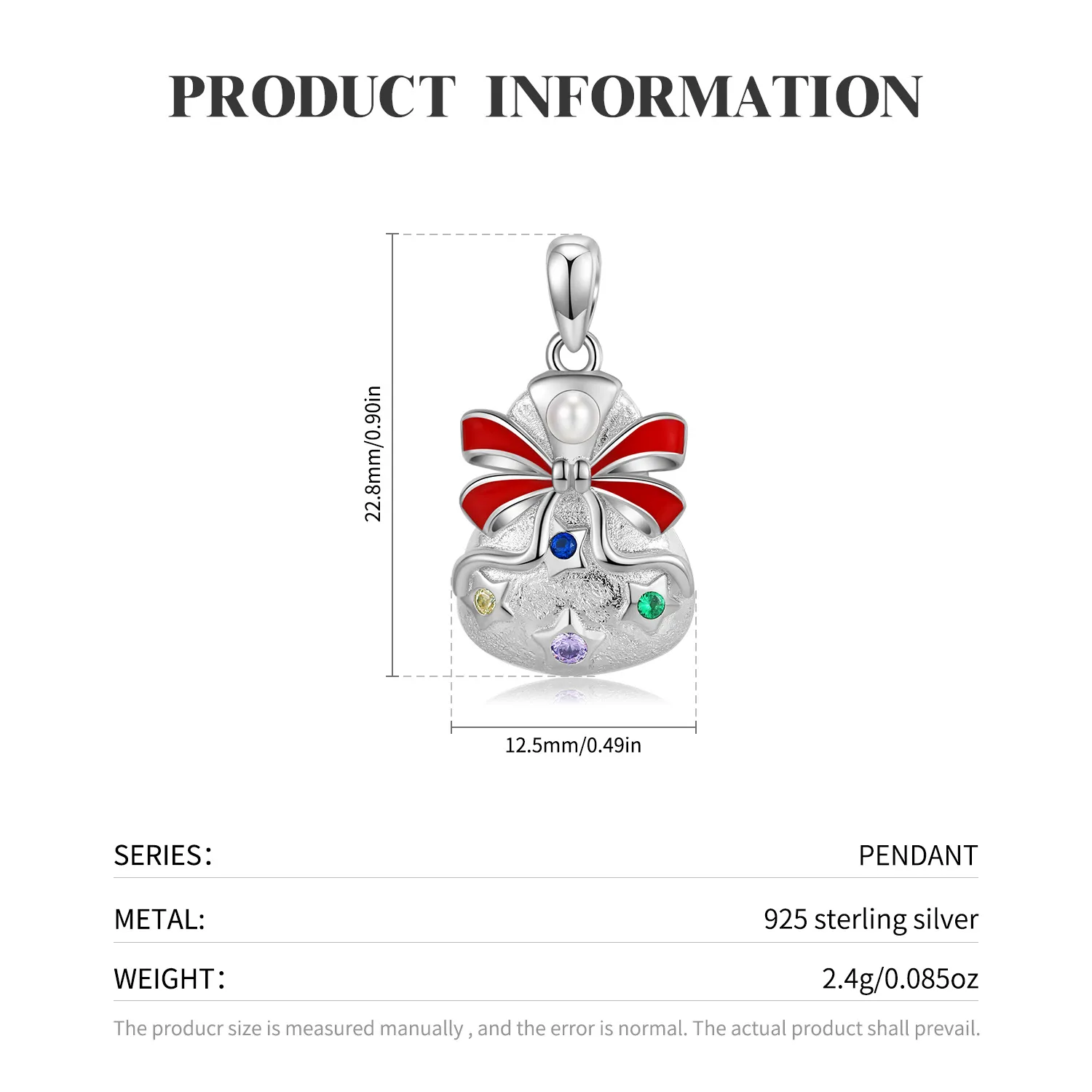 Sterling Silver Christmas Bow Pendants 90200065 - image1