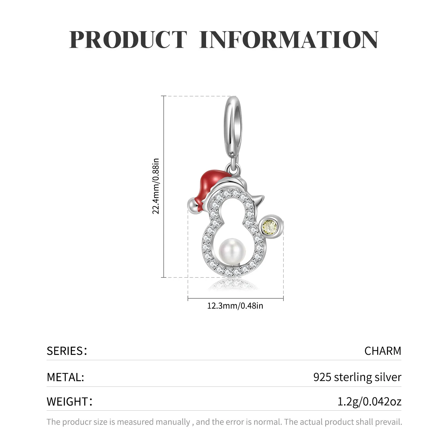 Sterling Silver Zirconia Snowman Pendants 90200066 - image1