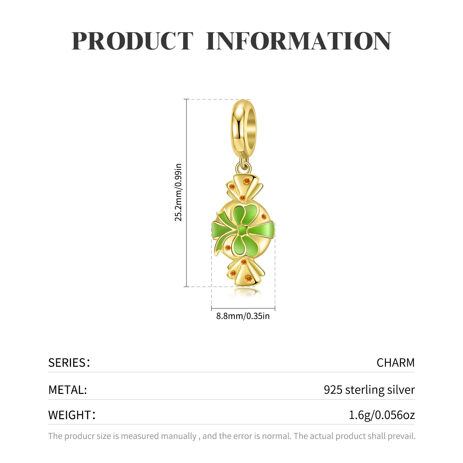 Sterling Silver Christmas Candy Charms Pendants 90200070 - image1