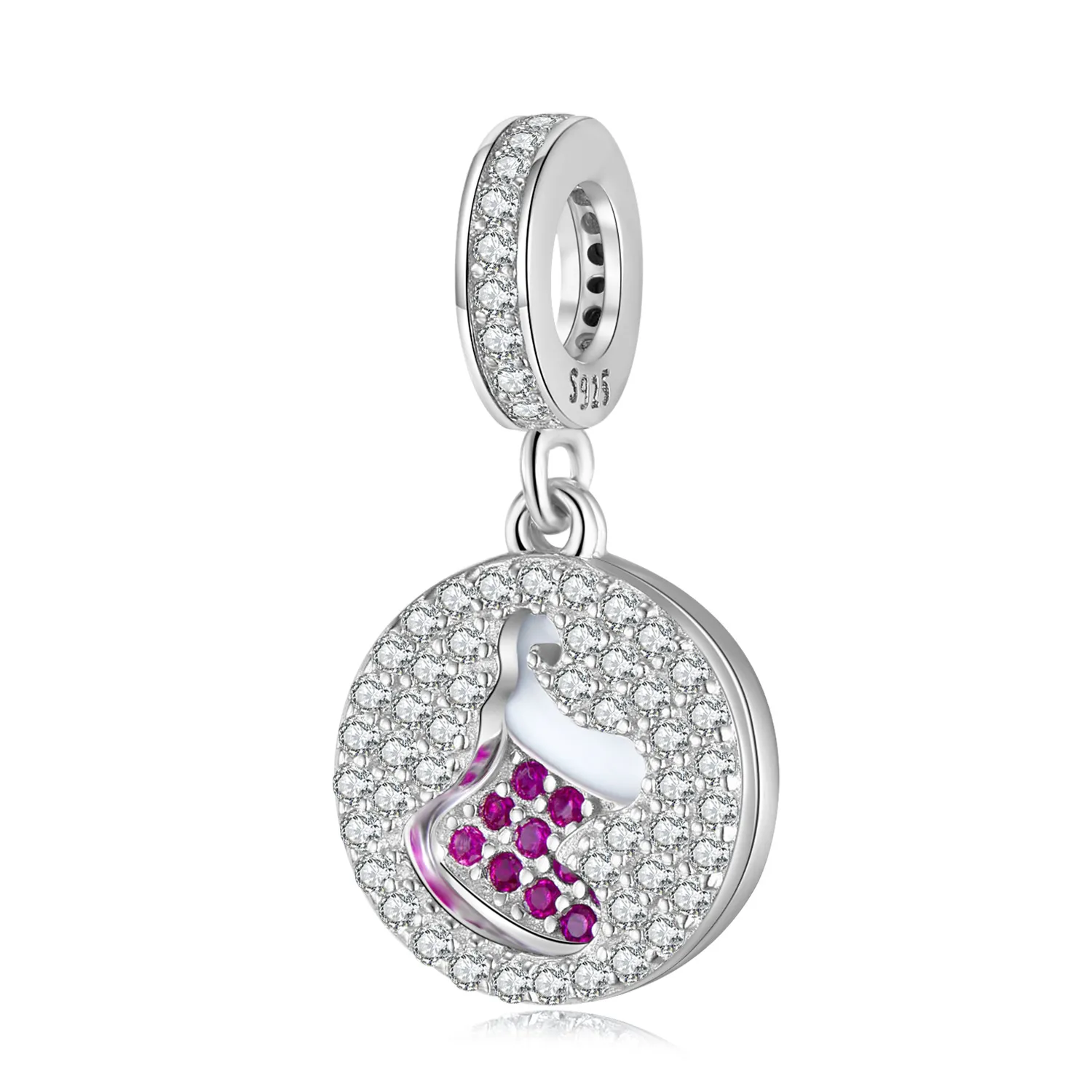 Silver Christmas Lucky Socks Charms Pendants 90200073