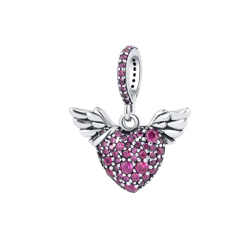 Vintage Zirconia Wing Heart Pendants 90200075