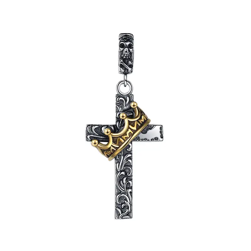 Vintage Punk Cross Skull Crown Pendants 90200079