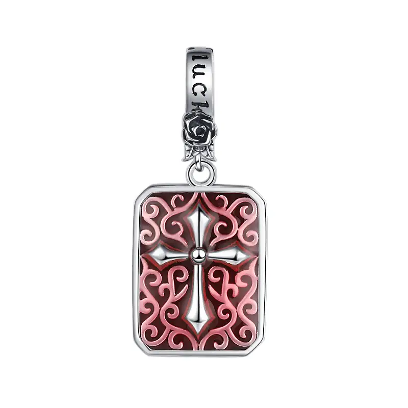 Vintage Engraved Cross Flower Lucky Pendants 90200081