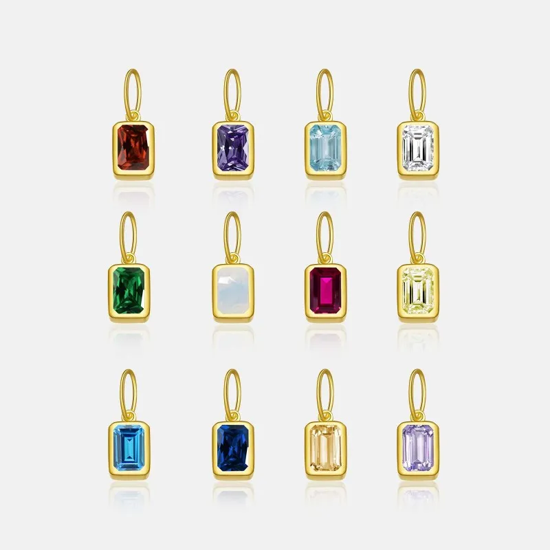 925 Sterling Silver Gold Tone Colorful Zirconia Birthstone Pendant 90200094