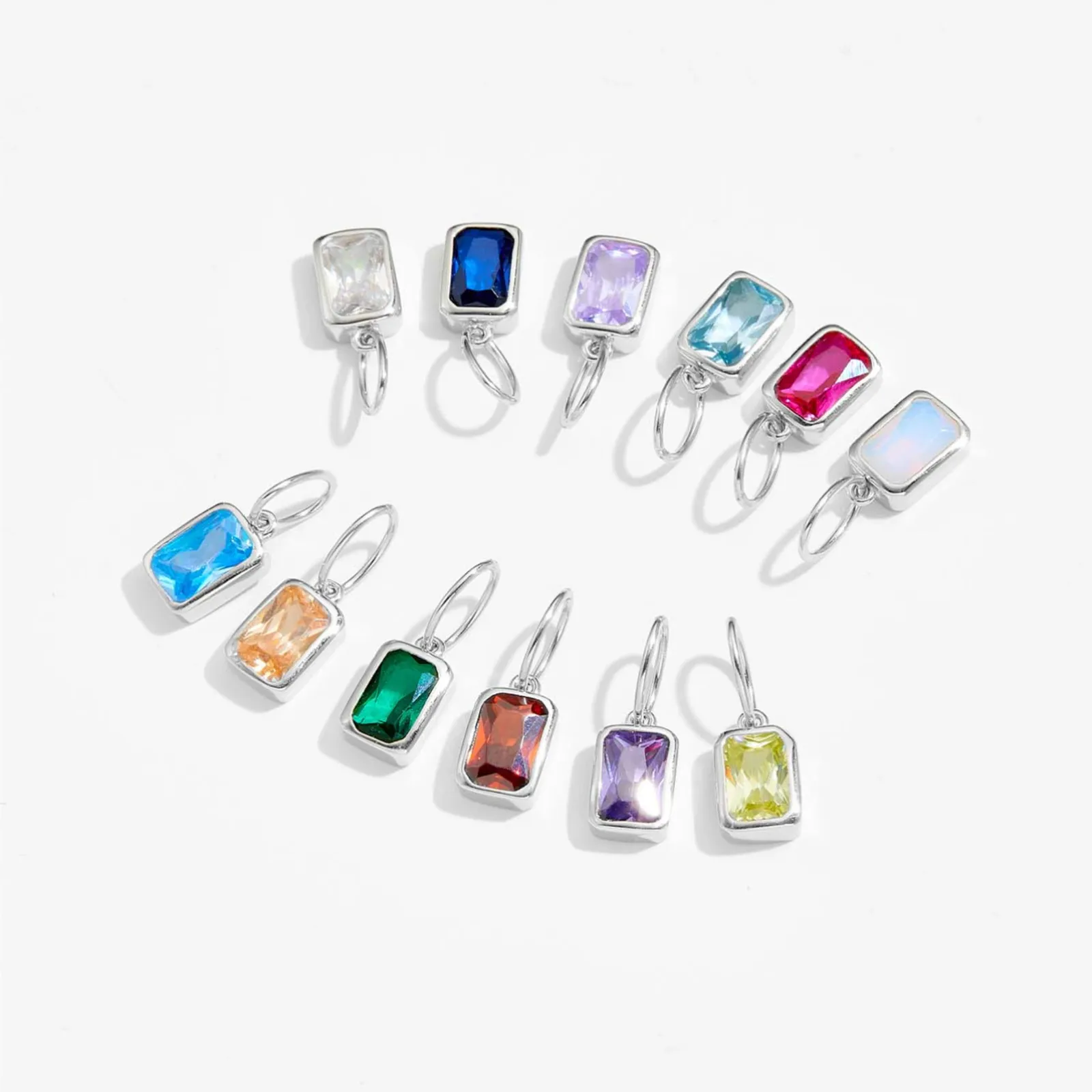925 Sterling Silver Silver Tone Colorful Zirconia Birthstone Pendant 90200095 - image1