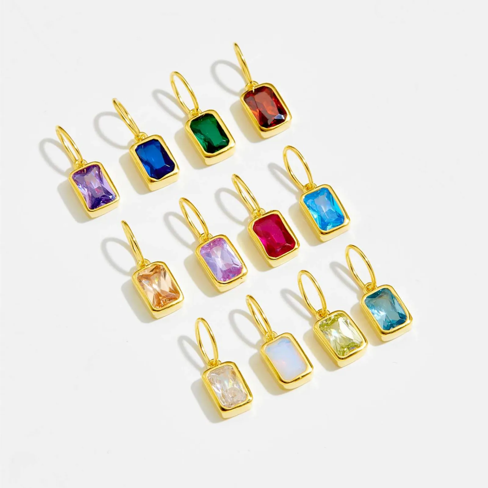 925 Sterling Silver Gold Tone Colorful Zirconia Birthstone Pendant 90200094 - image2