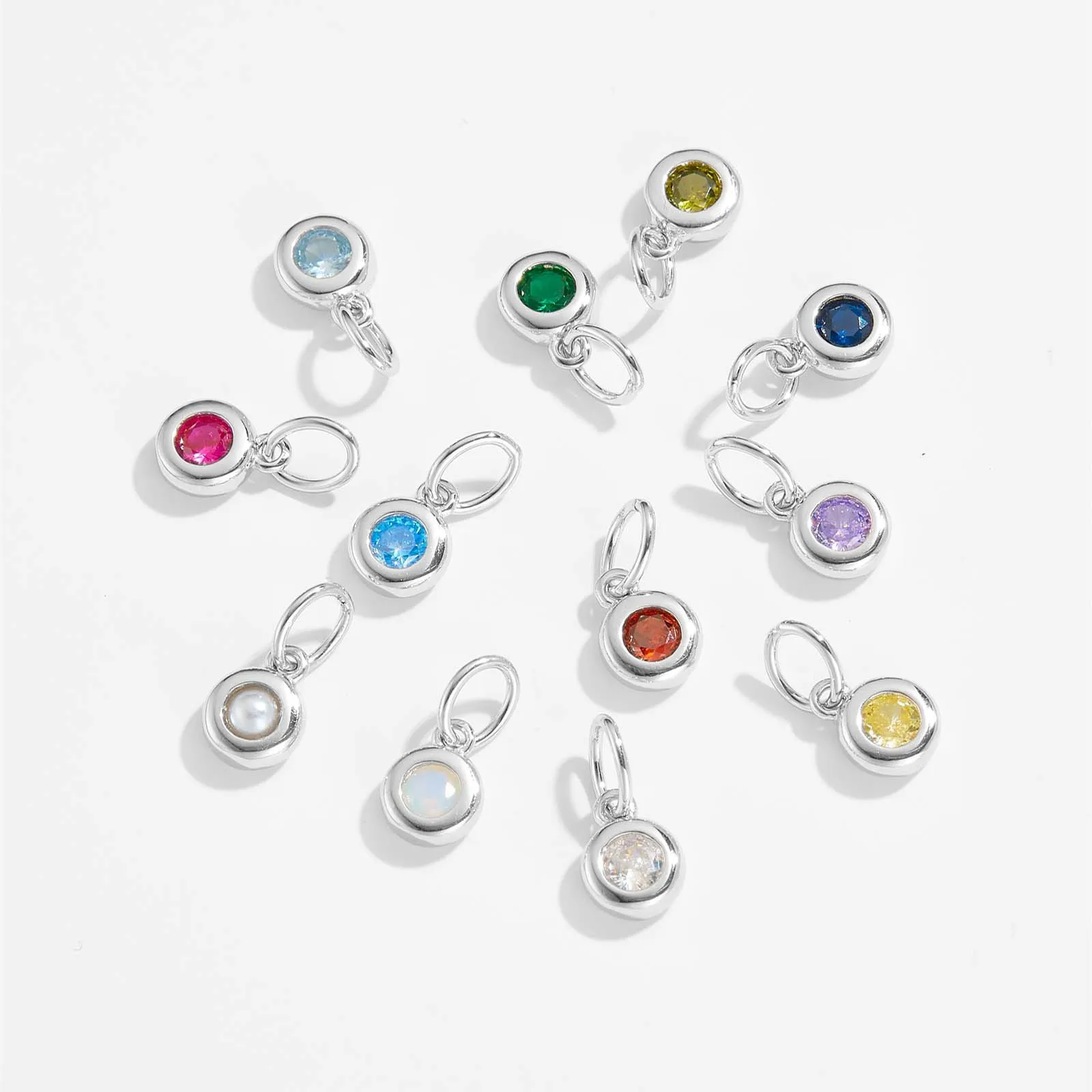 925 Sterling Silver Colorful Zirconia Birthstone Pendant 90200097 - image2