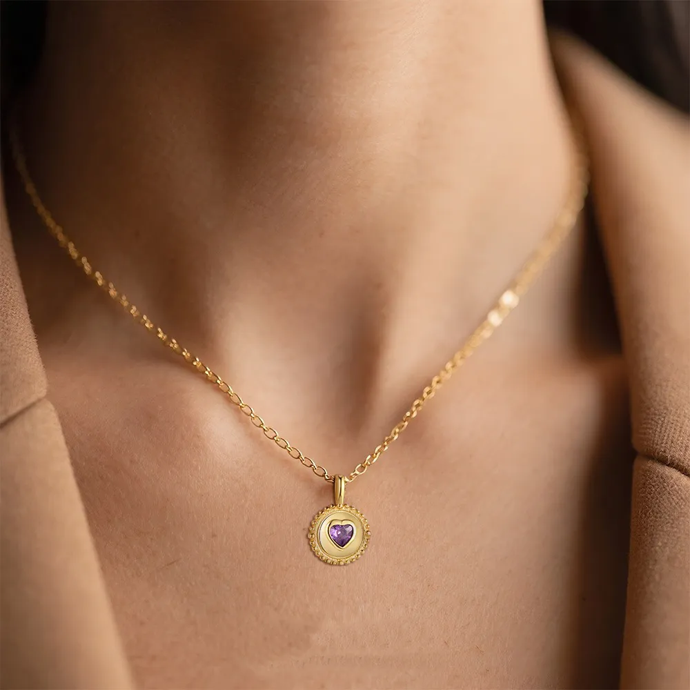 925 Sterling Silver Violet Heart Square Zirconia Pendant 90200100 - image1