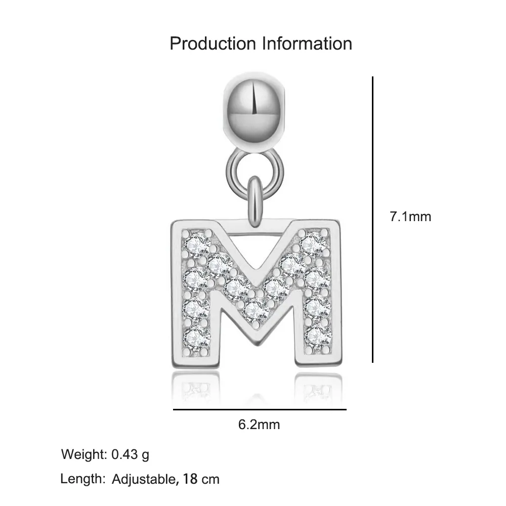 925 Sterling Silver Alphabet Letter Charms 90200106 - image2