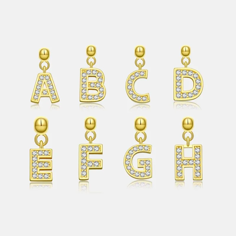 925 Sterling Silver Gold Tone Alphabet Letter Charms 90200107