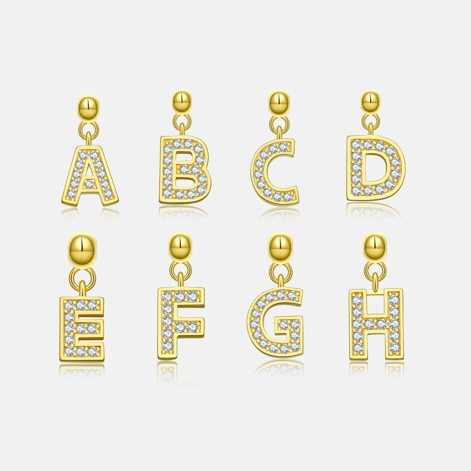 925 Sterling Silver Gold Tone Alphabet Letter Charms 90200107