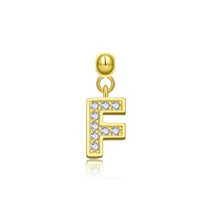 925 Sterling Silver Gold Tone Alphabet Letter Charms 90200107