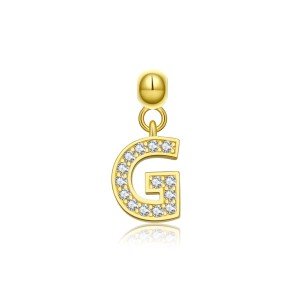 925 Sterling Silver Gold Tone Alphabet Letter Charms 90200107