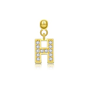 925 Sterling Silver Gold Tone Alphabet Letter Charms 90200107