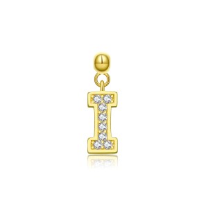 925 Sterling Silver Gold Tone Alphabet Letter Charms 90200107