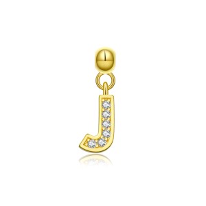 925 Sterling Silver Gold Tone Alphabet Letter Charms 90200107