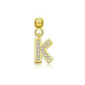 925 Sterling Silver Gold Tone Alphabet Letter Charms 90200107