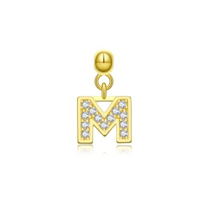 925 Sterling Silver Gold Tone Alphabet Letter Charms 90200107