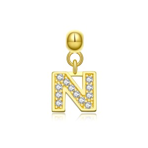 925 Sterling Silver Gold Tone Alphabet Letter Charms 90200107