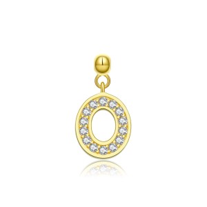 925 Sterling Silver Gold Tone Alphabet Letter Charms 90200107