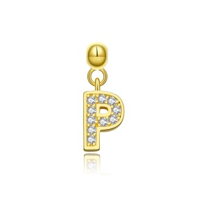 925 Sterling Silver Gold Tone Alphabet Letter Charms 90200107