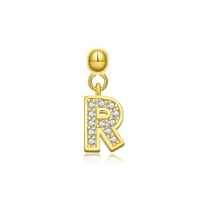 925 Sterling Silver Gold Tone Alphabet Letter Charms 90200107