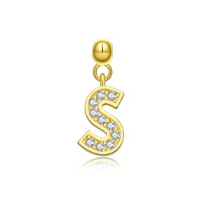 925 Sterling Silver Gold Tone Alphabet Letter Charms 90200107