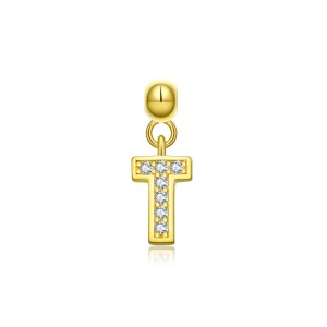 925 Sterling Silver Gold Tone Alphabet Letter Charms 90200107