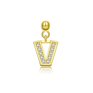 925 Sterling Silver Gold Tone Alphabet Letter Charms 90200107