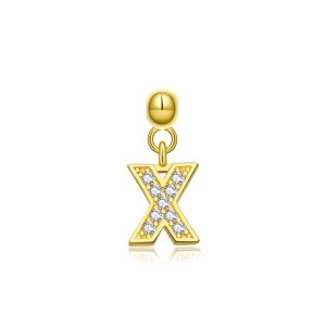925 Sterling Silver Gold Tone Alphabet Letter Charms 90200107