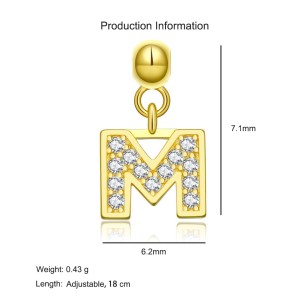 925 Sterling Silver Gold Tone Alphabet Letter Charms 90200107