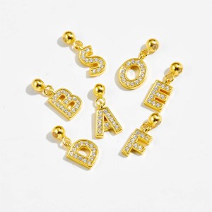 925 Sterling Silver Gold Tone Alphabet Letter Charms 90200107