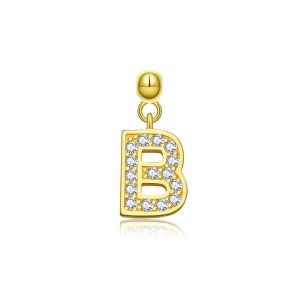 925 Sterling Silver Gold Tone Alphabet Letter Charms 90200107