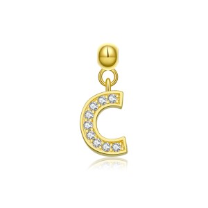 925 Sterling Silver Gold Tone Alphabet Letter Charms 90200107