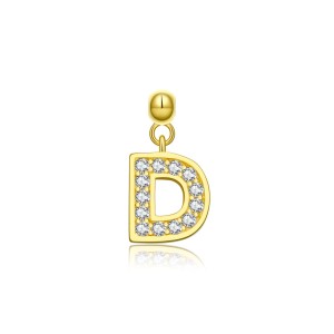 925 Sterling Silver Gold Tone Alphabet Letter Charms 90200107