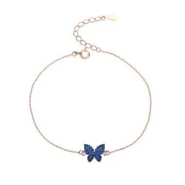 Silver Cubic Zirconia Butterfly Chain Bracelet 100100013