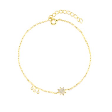 Zirconia Stars Sterling Silver Chain Bracelet 100100025