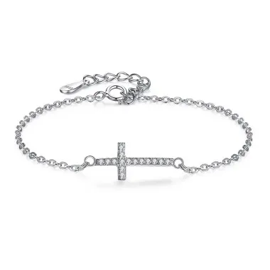 925 Sterling Silver CZ Cross Bracelets 100100034