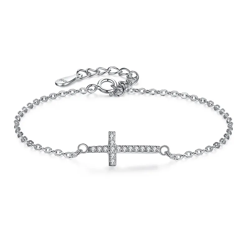 925 Sterling Silver CZ Cross Bracelets 100100034