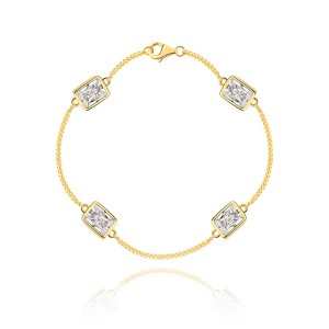 925 Sterling Silver Rectangle CZ Chain Bracelets 100100042