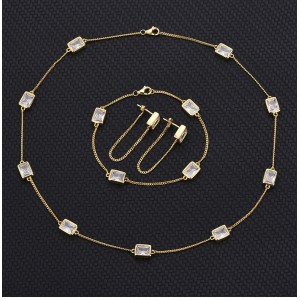 925 Sterling Silver Rectangle CZ Chain Bracelets 100100042
