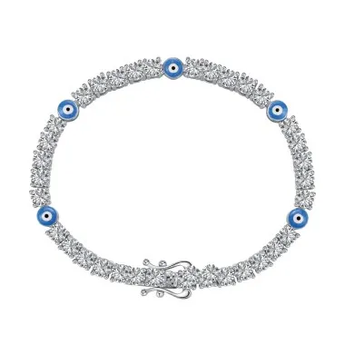 925 Sterling Silver Full Zirconia Evil Eye Chain Bracelets 100100044