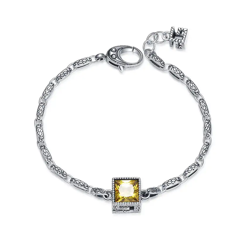 Vintage Zirconia Engraved Flower Bracelets 100100047