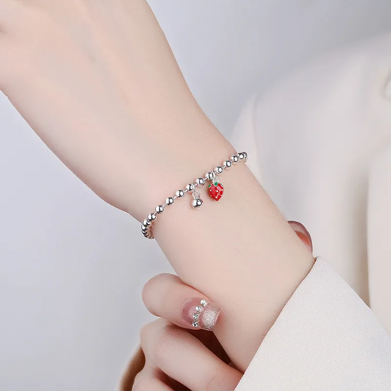 Sterling Silver Beads Strawberry Bracelets 100100048 - image2