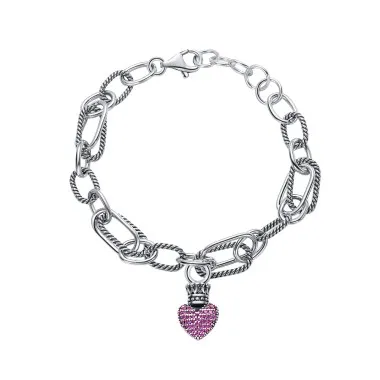 Vintage Zirconia Heart Crown Chain Bracelets 100100051