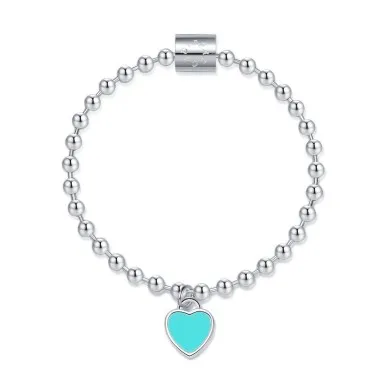 Sterling Silver Beads Heart Chain Bracelets 100100052