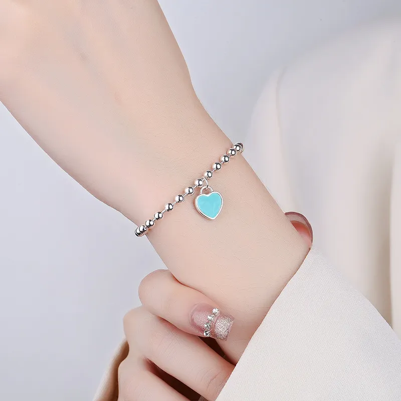 Sterling Silver Beads Heart Chain Bracelets 100100052 - image2