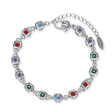 Vintage Zirconia Cube Zirconia Chain Bracelets 100100054