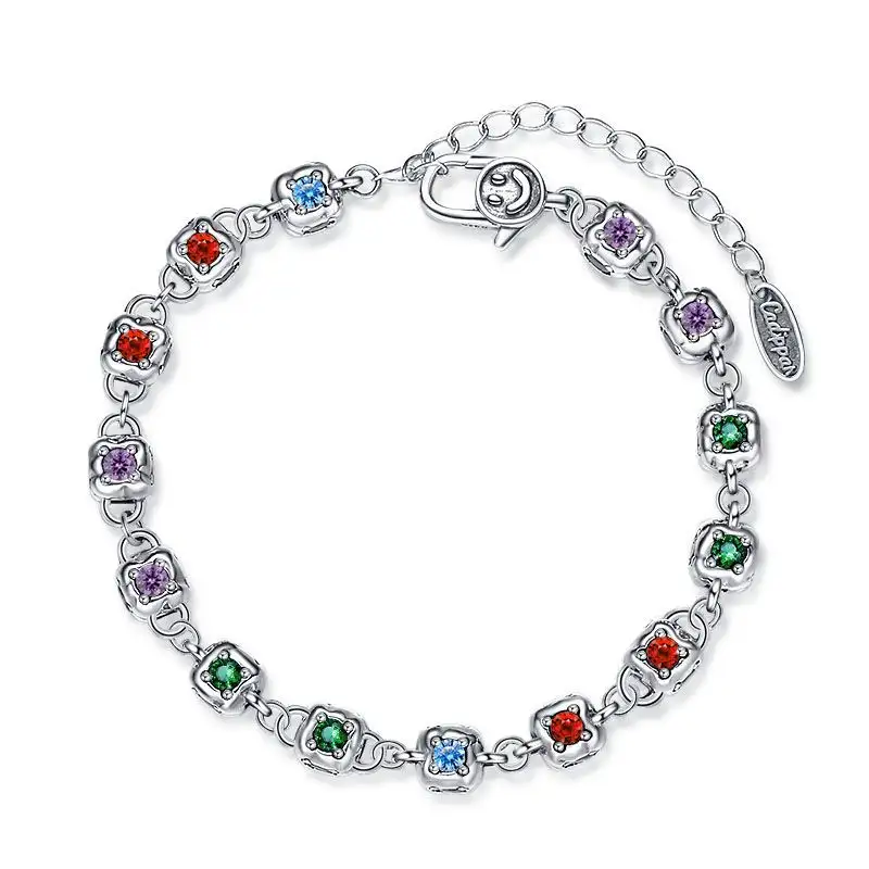 Vintage Zirconia Cube Zirconia Chain Bracelets 100100054