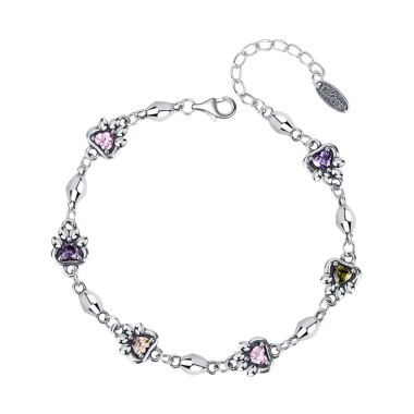 Heart Zirconia Kitty Footprint Chain Bracelets 100100055